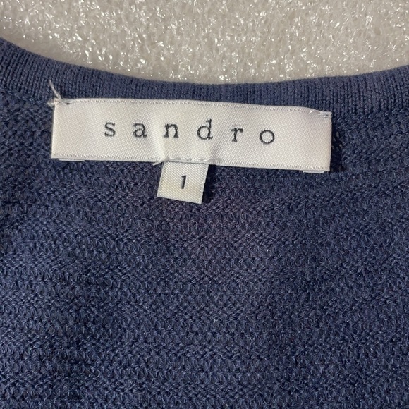 SANDRO Textured Knit Fit and Flare Navy Blue Size 1 (Sm) - Picture 8 of 12